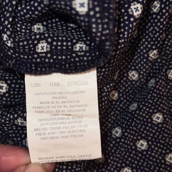 Leslie Fay Women Long Modest Geometric Print Elastic Waist Band Collared Dress P - Picture 9 of 11